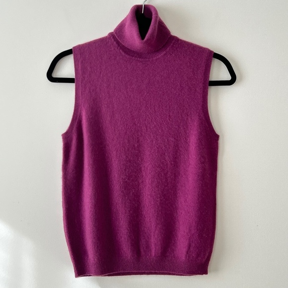 Kirkland 100% Cashmere Magenta Pink Sleeveless Sweater Vest Tank Top - Picture 1 of 16